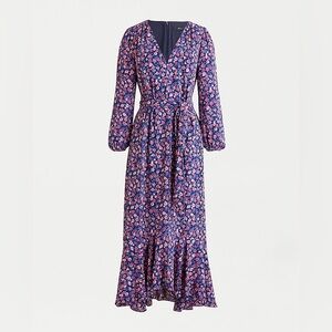 Tie-waist midi dress in dotted floral